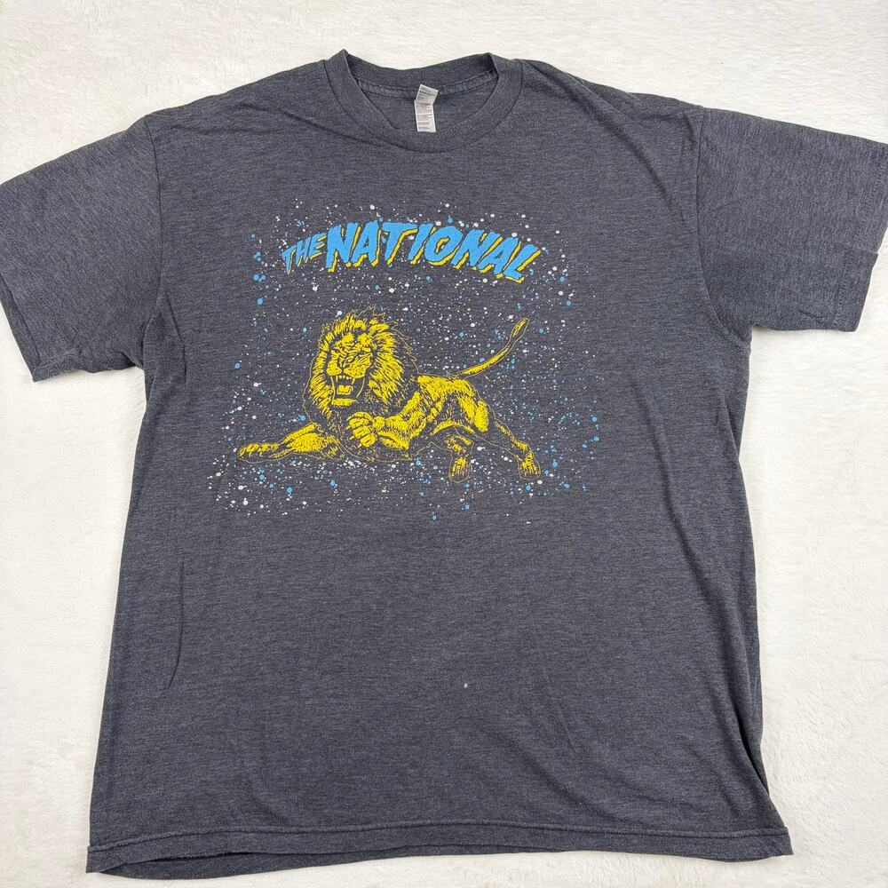 The National The Boxer Rebellion Graphic T-Shirt Gray Lion Band Tee Made USA